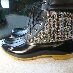 SAM EDELMAN CALDWELL Women's Duck Boots Tweed Rubber Upper, Sz 6
